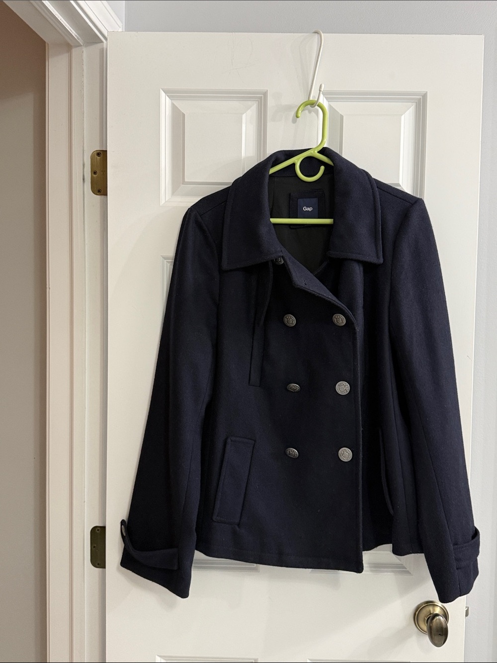 GAP Women's Double-Breasted Navy Pea Coat